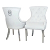 melvin lion knocker light grey velvet dining chairs in pair