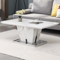 memphis high gloss coffee table in vida marble effect glass top