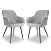 menton grey velvet dining chairs with black legs in pair