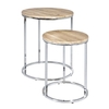 Merlin Set Of 2 Nesting Table In Chrome Base Light Oak Finish