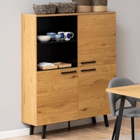 midvale wooden highboard in black and matt wild oak