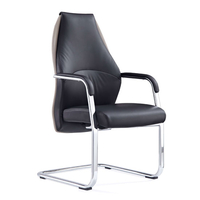 mien leather cantilever office visitor chair in black and mink