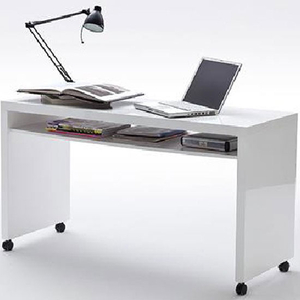 Mike Computer Desk In High Gloss Finish With Wheels And 1 Shelf