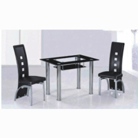 Milano Black Border Glass Dining Table Set With 4 Dining Chairs