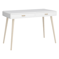Mino Wooden Laptop Desk In White And Oak With 2 Drawers