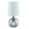 Modern Satin Silver Touch Table Lamp With White Fabric Shade