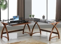 modular curve corner computer desk in walnut