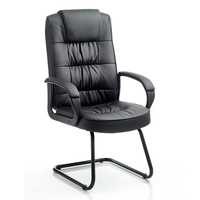 moore leather cantilever visitor chair in black with arms