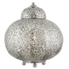 Moroccan Shiny Nickel Table Lamp With Patterned Finish