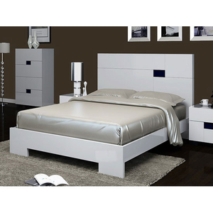 Morvik Double Bed In White High Gloss And Tinted Mirror