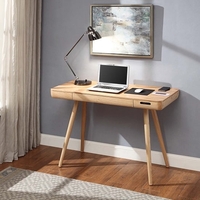 Morvik Wooden Smart Computer Desk Rectangular In Ash With Drawer