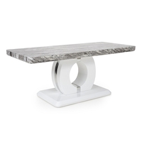 Naiva Marble Gloss Effect Coffee Table With White Base