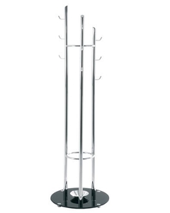 Nerix Coat Hat Stand In Chrome Plated Steel With Glass Base