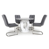 Neville Round Marble Effect Dining Table With 4 Dark Grey Chairs