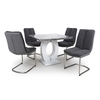 Neville Square Marble Effect Dining Table With 4 Dark Grey Chair