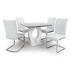 Neville Square Marble Effect Dining Table With 4 White Chairs