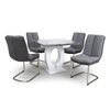 Neville Square Marble Effect Dining Table With Light Grey Chairs