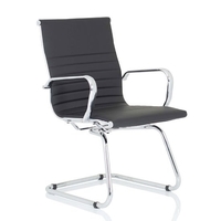 nola leather cantilever office visitor chair in black