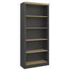 Nola Wooden Bookcase In Black And Pine With 5 Shelves