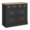 Nola Wooden Chest Of Drawers In Black And Pine With 6 Drawers