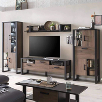 north wooden living room furniture set 3 in okapi walnut with led