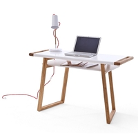 Nortis Computer Desk Rectangular In White And Oak With A Shelf
