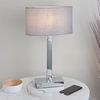 Norton Grey Oval Shade Table Lamp With USB In Polished Chrome