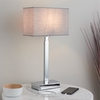 Norton Grey Rectangle Shade Table Lamp With USB In Chrome