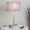 Norton Grey Rectangle Shade Table Lamp With USB In Matt Nickel