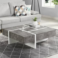 nova square storage coffee table in concrete effect and white