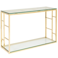 Nowak Glass Console Table Rectangular In Clear With Gold Frame