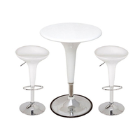 Ocean White Gloss Finish Bar Table With 2 Bamboo Bar Stools