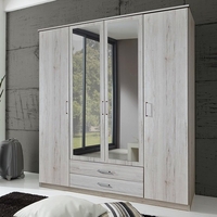 octavia mirrored wardrobe in white oak with 4 doors
