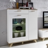 Ohio Glass Display Cabinet Wide In Sanremo Oak White With LED