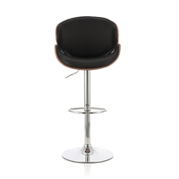 Oliver Bar Stool In Walnut And Black PU With Chrome Base