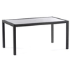 onyx rattan dining table rectangular in grey with glass top