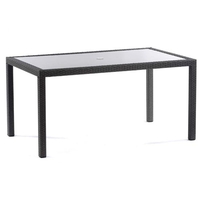 onyx rattan dining table rectangular in grey with glass top