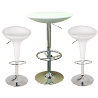 Orion White Gloss Finish Bar Table With 2 Bamboo Bar Stools