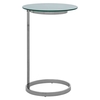 orizone white marble effect glass end table with silver frame