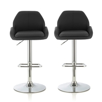 Ormond Bar Stool In Black Faux Leather And Chrome Base In A Pair