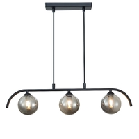 otley 3 light smoked globe bar pendant light in matt black