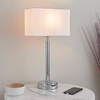 Owen White Rectangle Shade Table Lamp With USB In Chrome