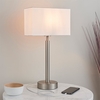 Owen White Rectangle Shade Table Lamp With USB In Matt Nickel