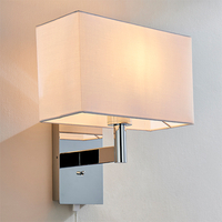 Owen White Rectangle Shade Wall Light With USB In Chrome