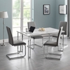 pamuel white marble effect dining table with 4 roma grey chairs