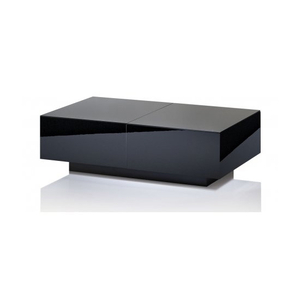 Paris High Gloss Black Coffee Table With Glass Top In Black