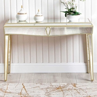 parker mirrored console table in champagne
