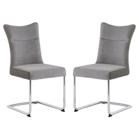 Pasake Grey Matt Velvet And PU Dining Chair In A Pair