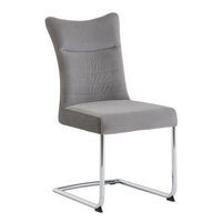 Pasake Matt Velvet And PU Dining Chair In Grey