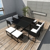 pearl rattan 9 piece outdoor dining set with cushions in black